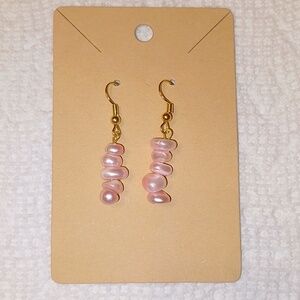 *3/$20* New Pink Freshwater Pearl Semi Precious Gem Stone Dangle earrings
